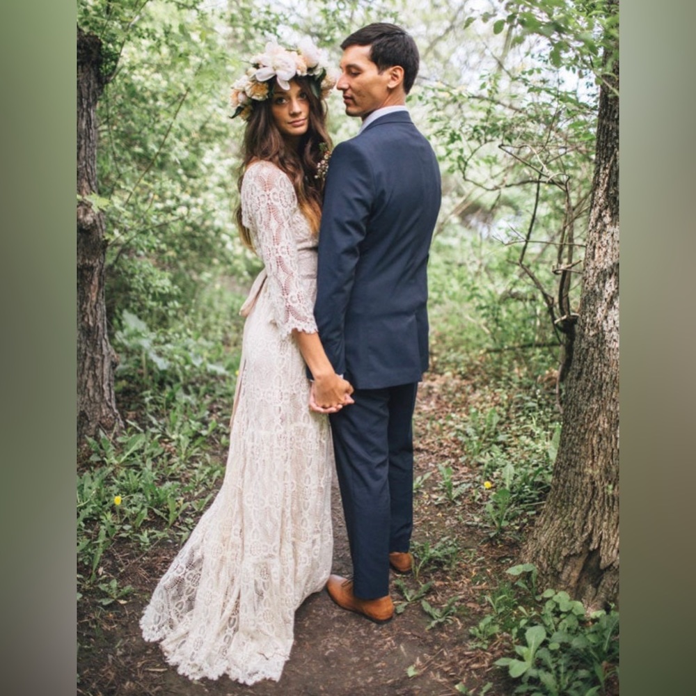 Rena Gown by Kite and Butterfly - Ivory French Lace Bohemian Wedding Dress